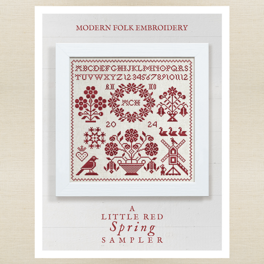 Modern Folk Embroidery - A Little Red Spring Sampler - Booklet Chart