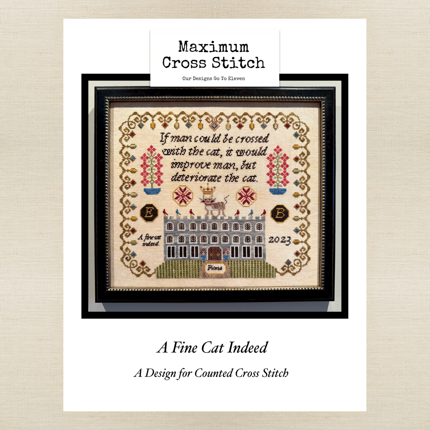 Maximum Cross Stitch - A Fine Cat Indeed - Booklet Chart and/or Roxy Floss Pack
