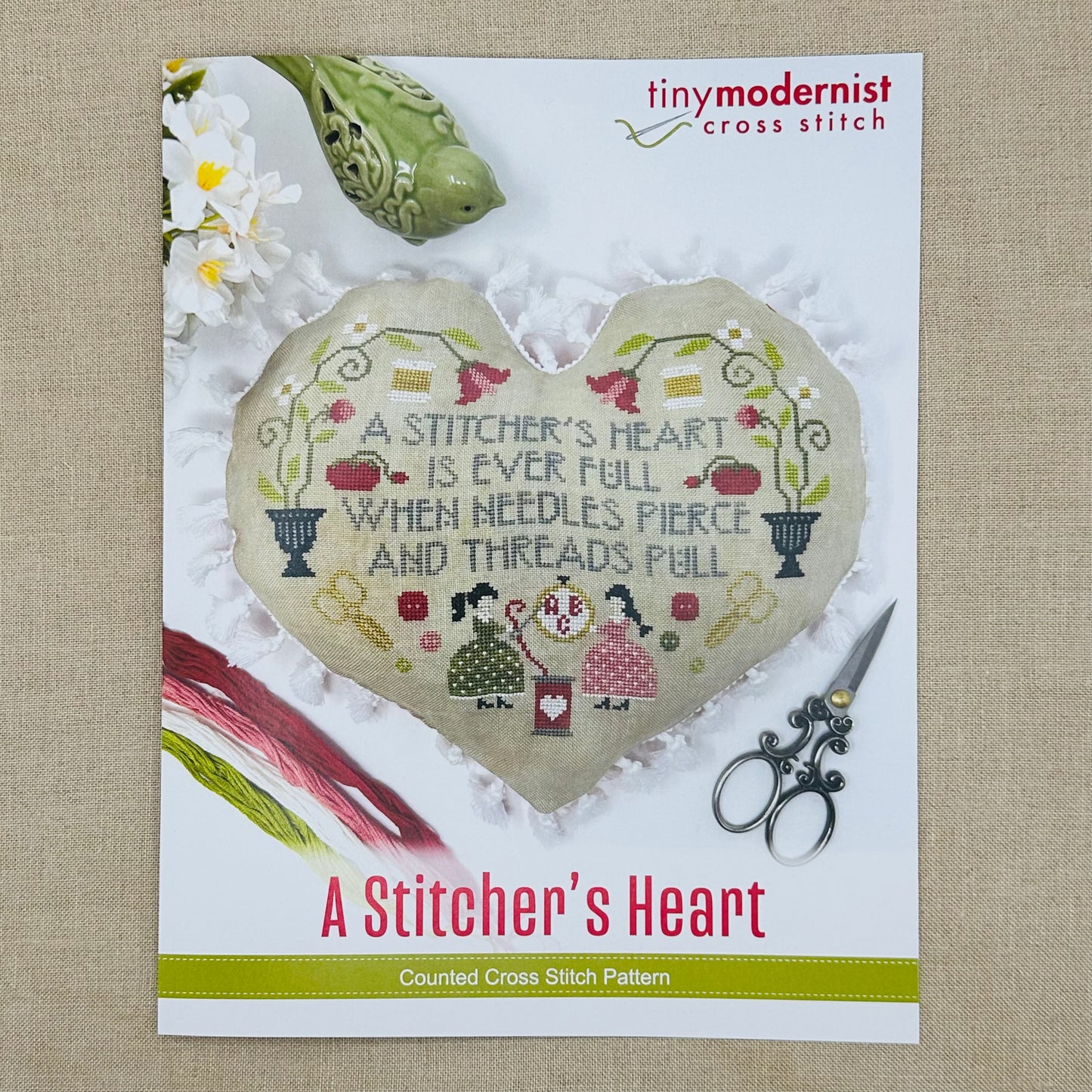 Tiny Modernist - A Stitcher's Heart - Chart and/or Roxy Floss Pack