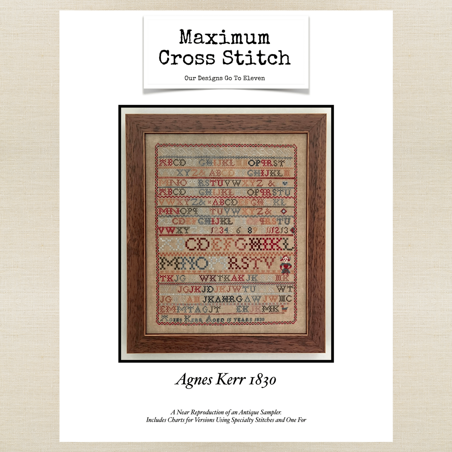 Maximum Cross Stitch, Evertote, Roxy Floss Co, and Timber Yarns - Sampler September 2024 - Mini Cross Stitching Kit (Reproduction Sampler)