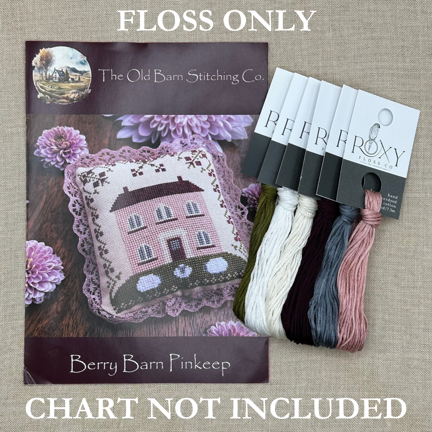 The Old Barn Stitching Co - Berry Barn Pinkeep - Roxy Floss Conversion