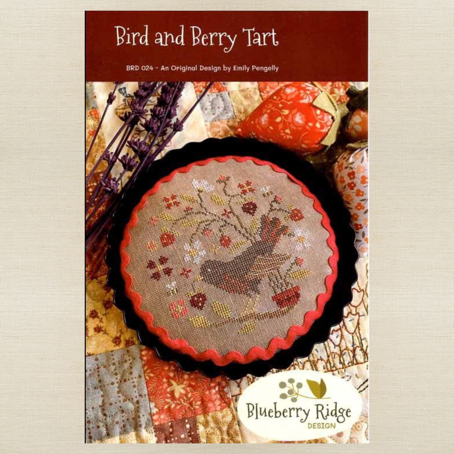 Blueberry Ridge Design - Bird and Berry Tart - Cross Stitch Chart and/or Roxy Floss Co Threads