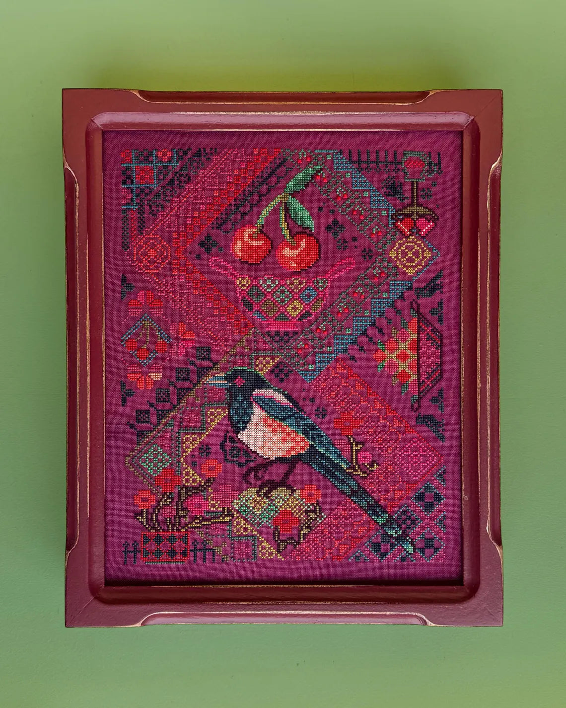 JEDxStitch - Cherry Magpie - Booklet Chart IH and/or Roxy Floss Co Floss