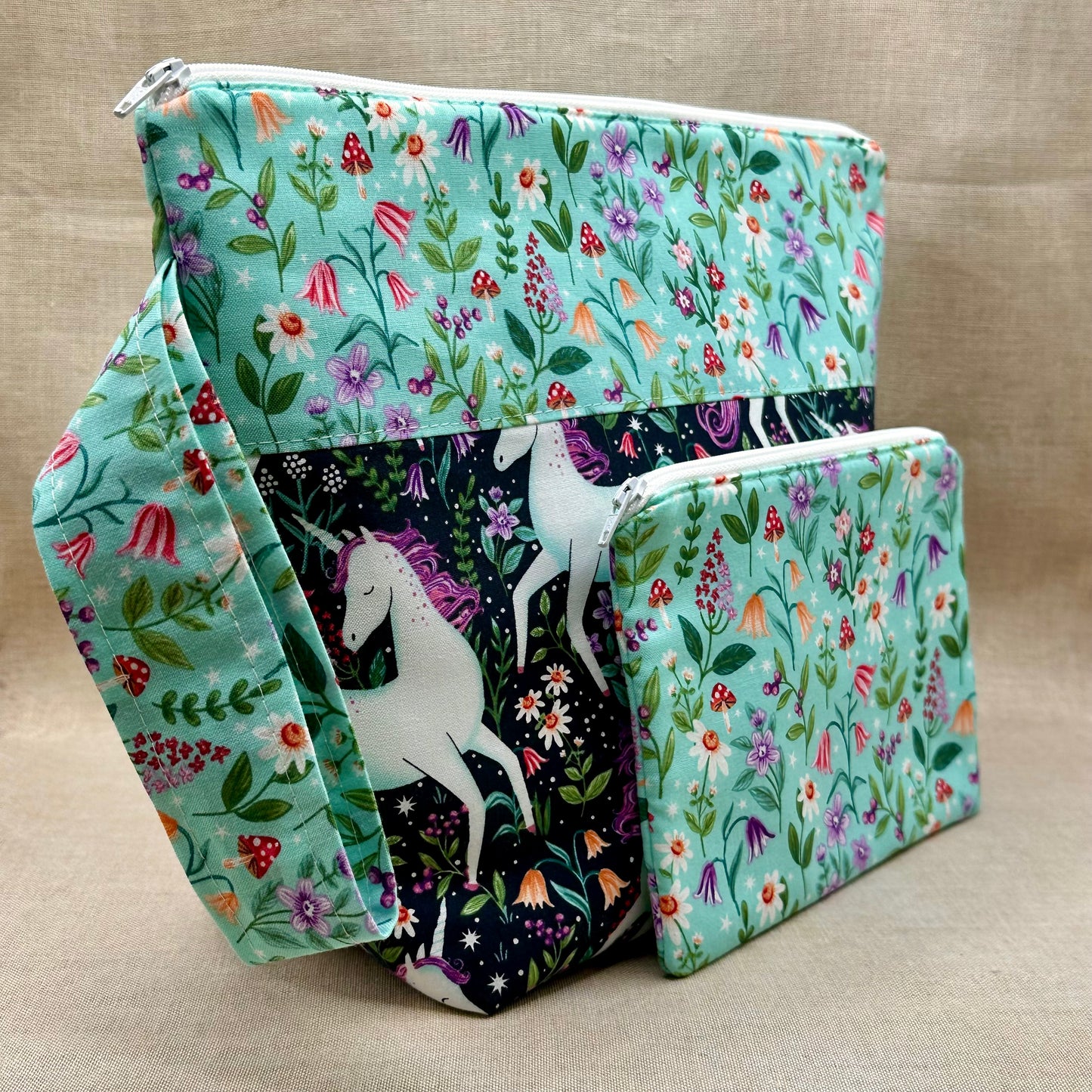 Gallivanting Unicorns - Project Bag with Coordinating Notions Pouch