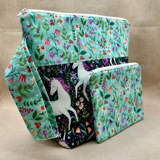 Gallivanting Unicorns  - Project Bag with Coordinating Notions Pouch