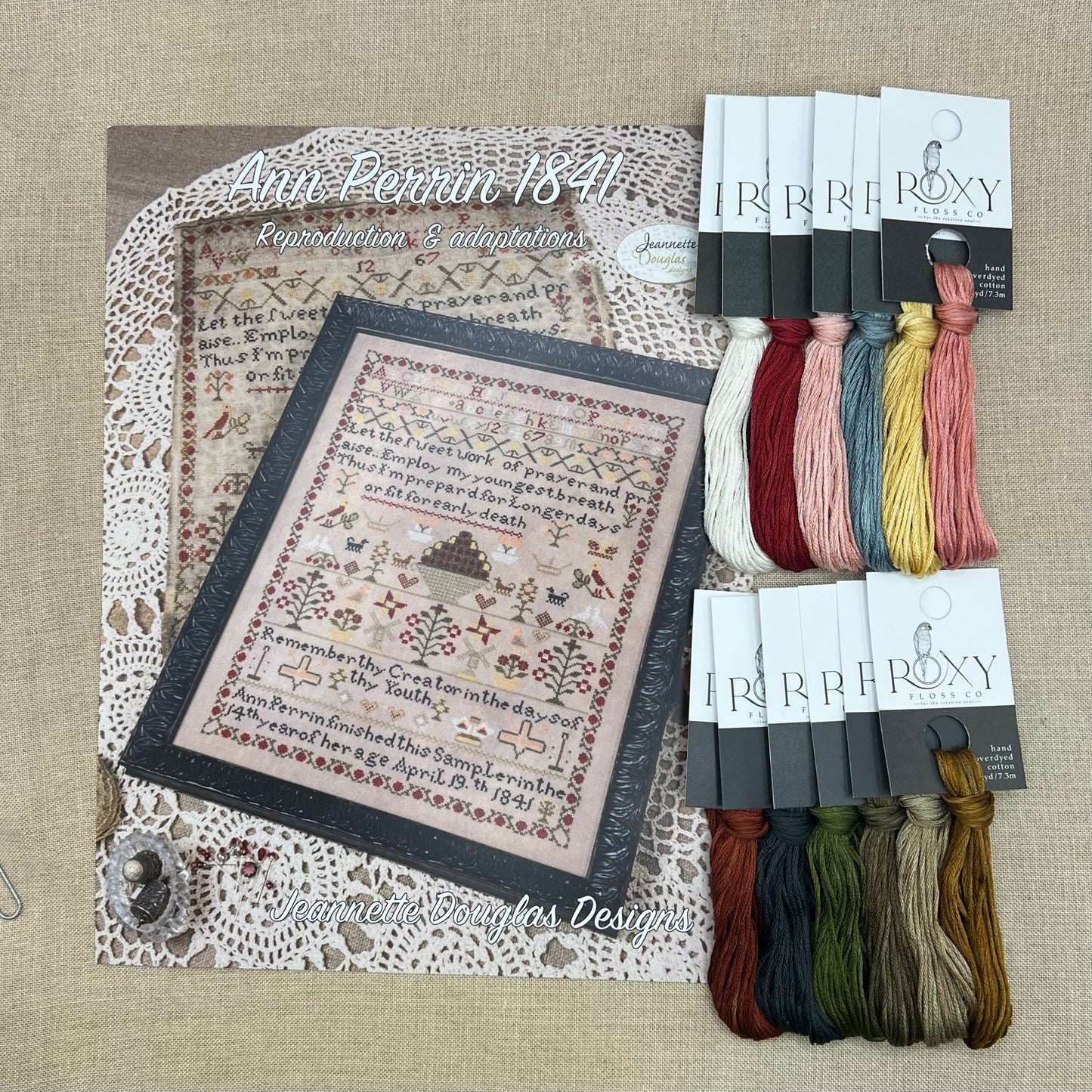 Jeannette Douglas Designs - Ann Perrin 1841 - Booklet Chart and/or Roxy Floss Conversion