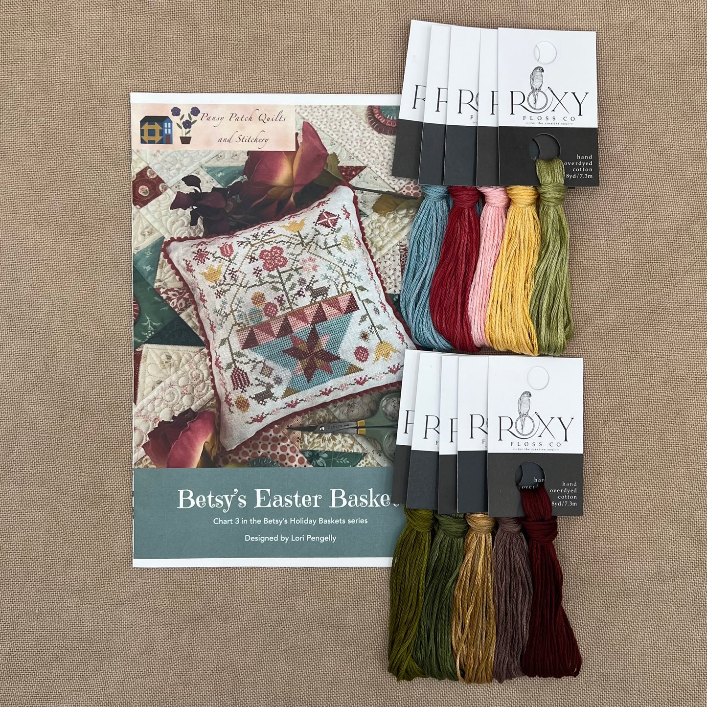 Pansy Patch Quilts and Stitchery - Betsy's Easter Basket - Cross Stitch Chart and/or Roxy Floss Co Threads