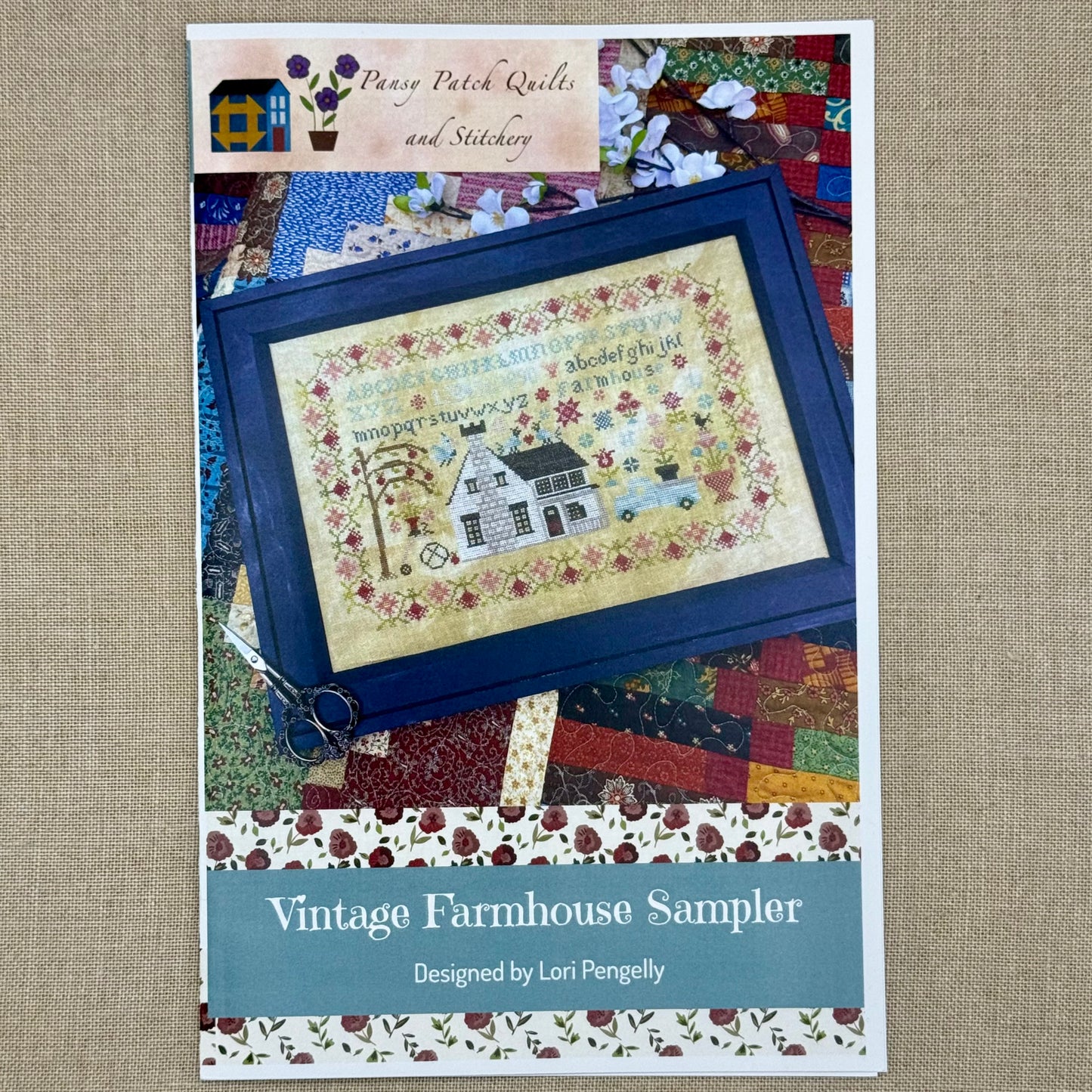 Pansy Patch Quilts and Stitchery - Vintage Farmhouse Sampler - Cross Stitch Chart and/or Roxy Floss Co Threads