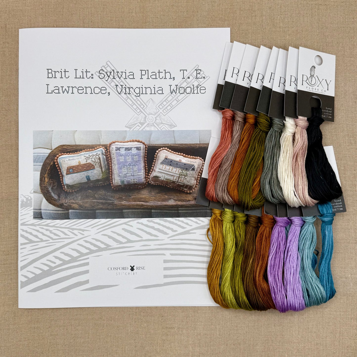 Cosford Rise Stitchery - Brit Lit: Sylvia Plath, T. E. Lawrence, Virginia Woolfe - Booklet Chart and/or Roxy Floss