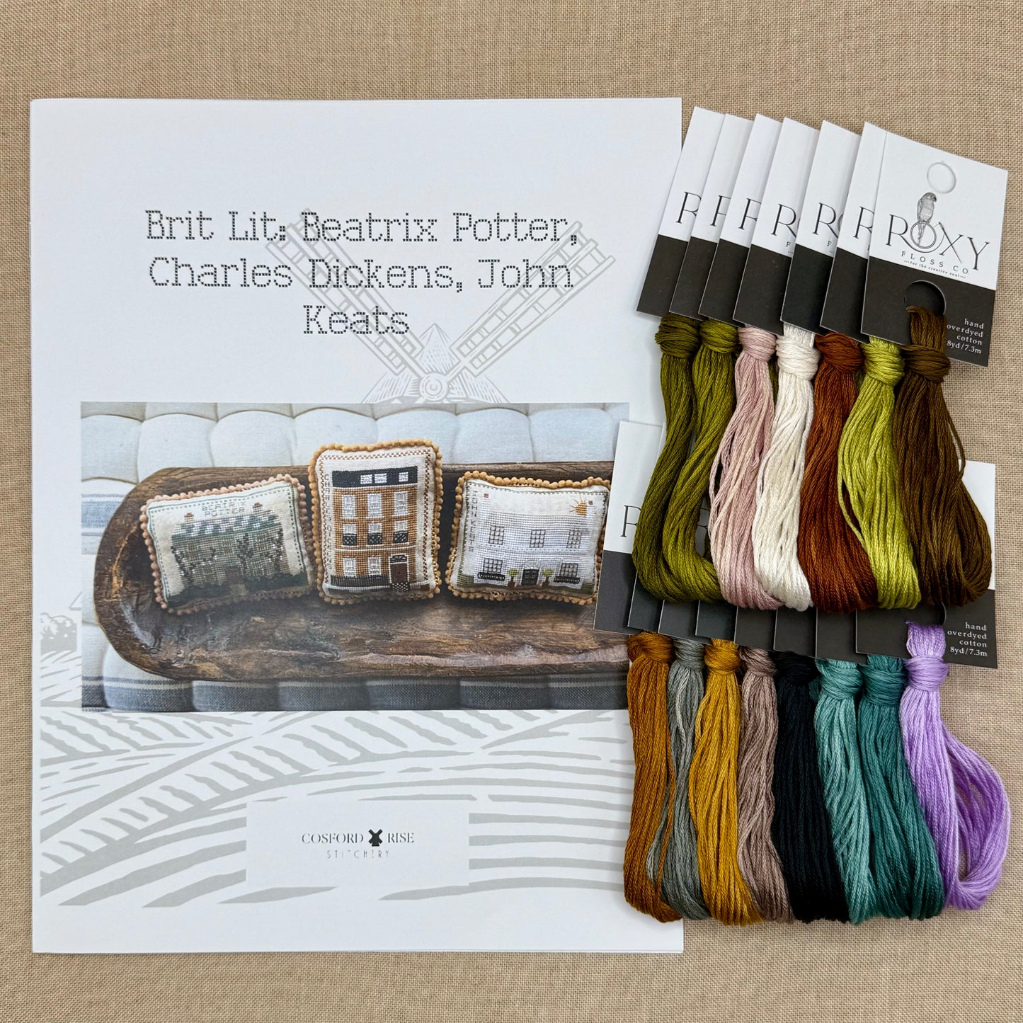 Cosford Rise Stitchery - Brit Lit: Beatrix Potter, Charles Dickens, John Keats - Booklet Chart and/or Roxy Floss