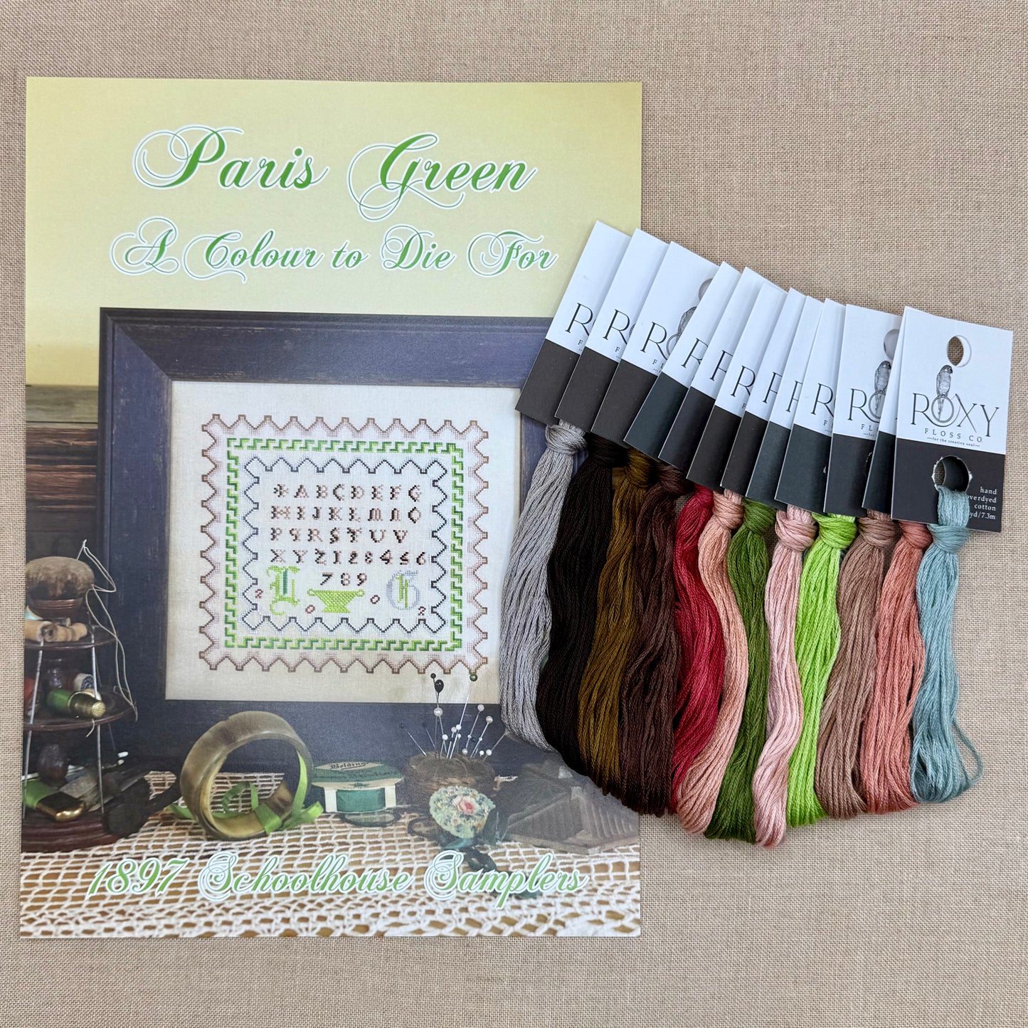 1897 Schoolhouse Samplers - Paris Green: A Colour to Die For - Physical Chart and/or Roxy Floss