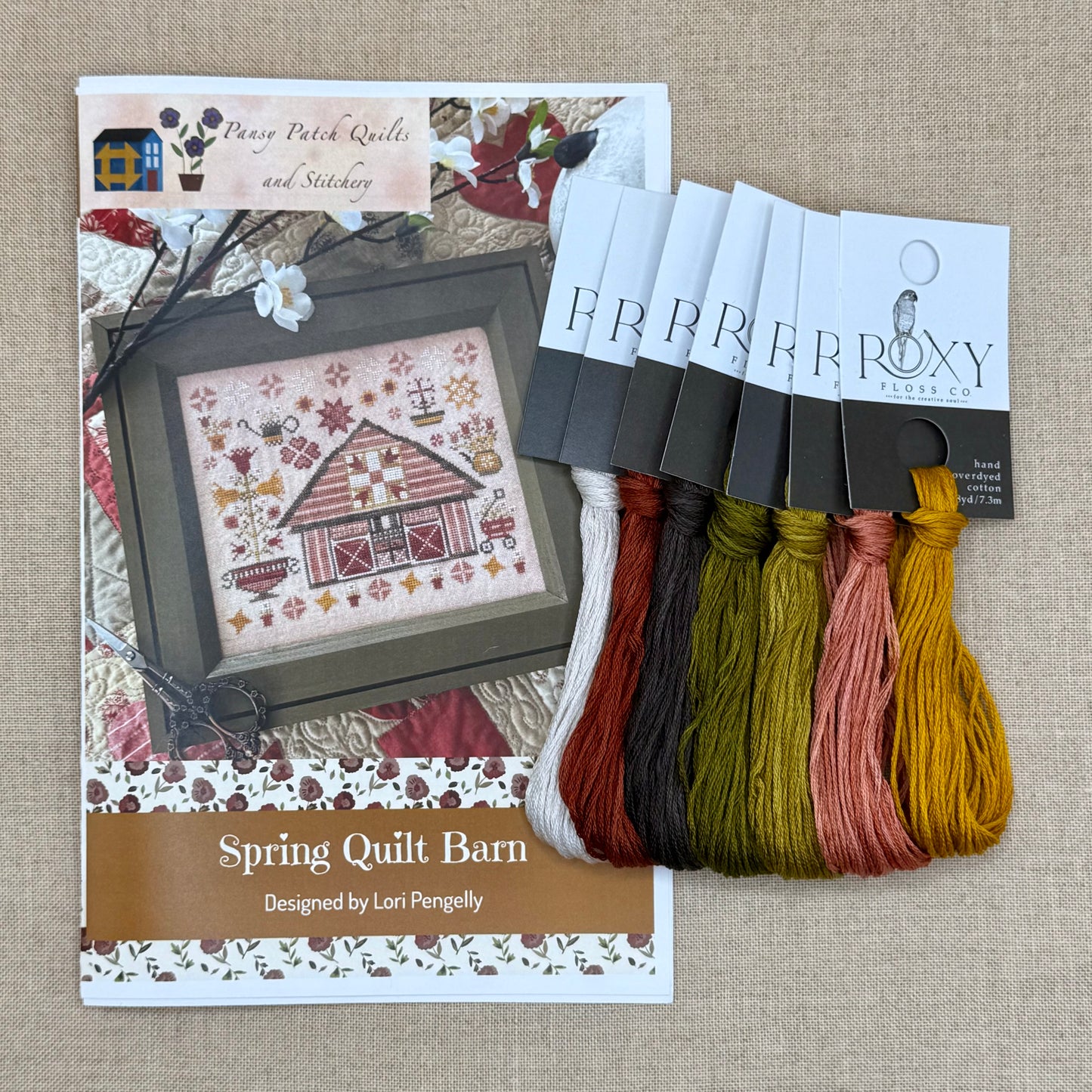 Pansy Patch Quilts and Stitchery - Spring Quilt Barn - Cross Stitch Chart and/or Roxy Floss Co Threads