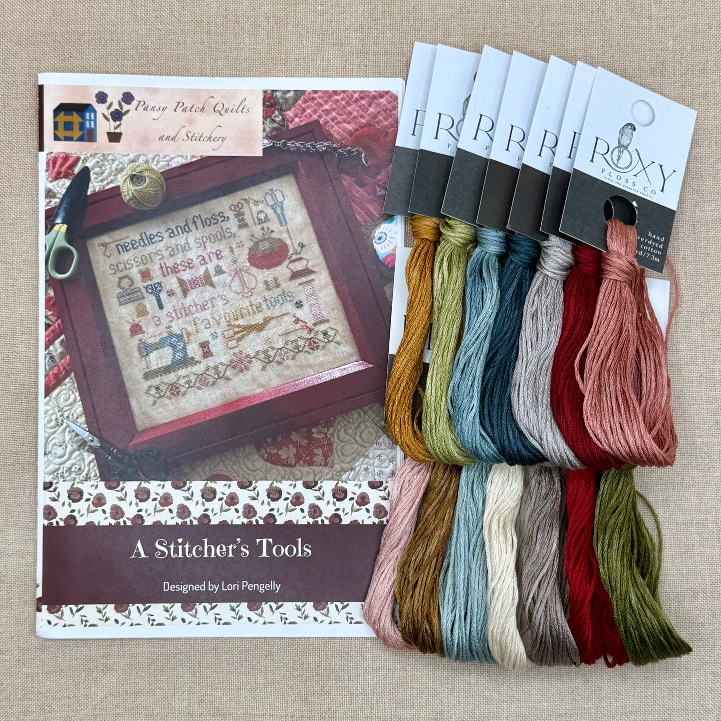 Pansy Patch Quilts and Stitchery - A Stitcher's Tools - Cross Stitch Chart and/or Roxy Floss Co Threads