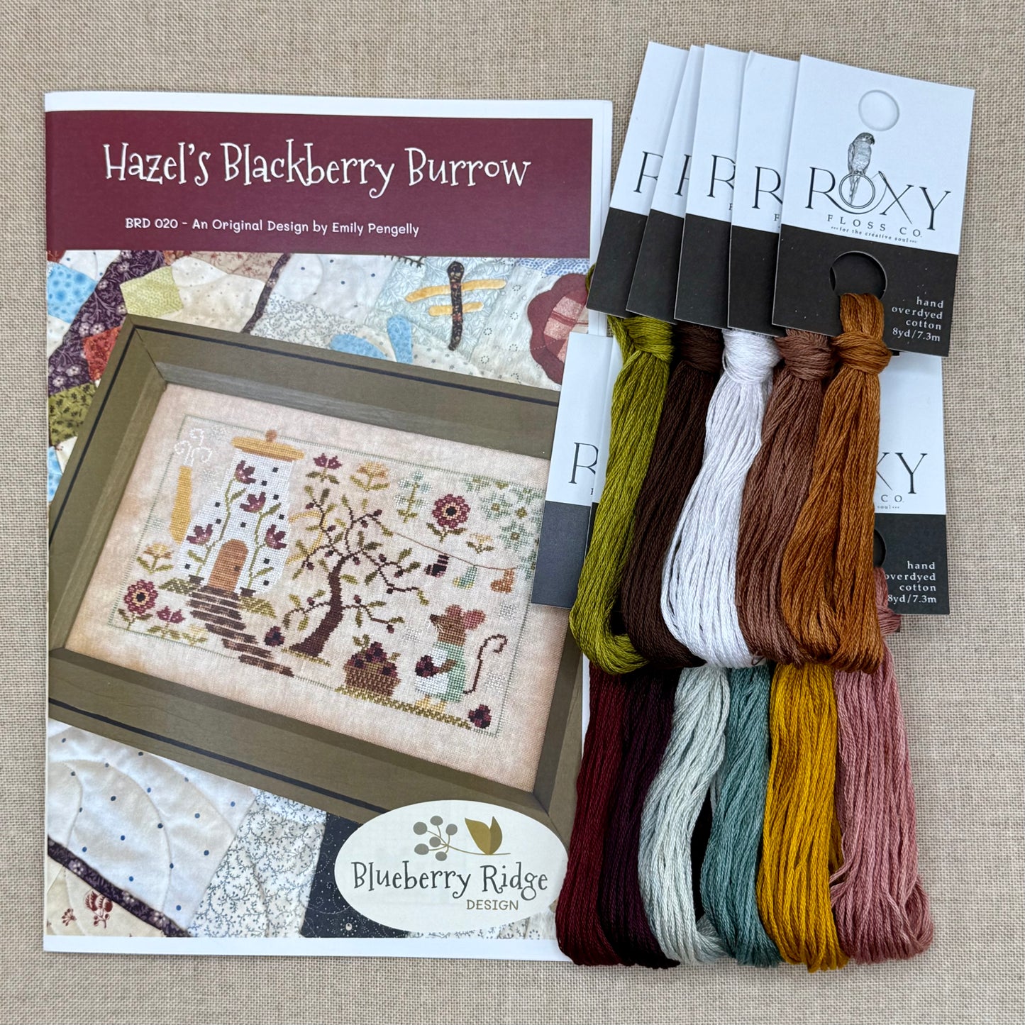 Blueberry Ridge Design - Hazel's Blackberry Burrow - Cross Stitch Chart and/or Roxy Floss Co Threads