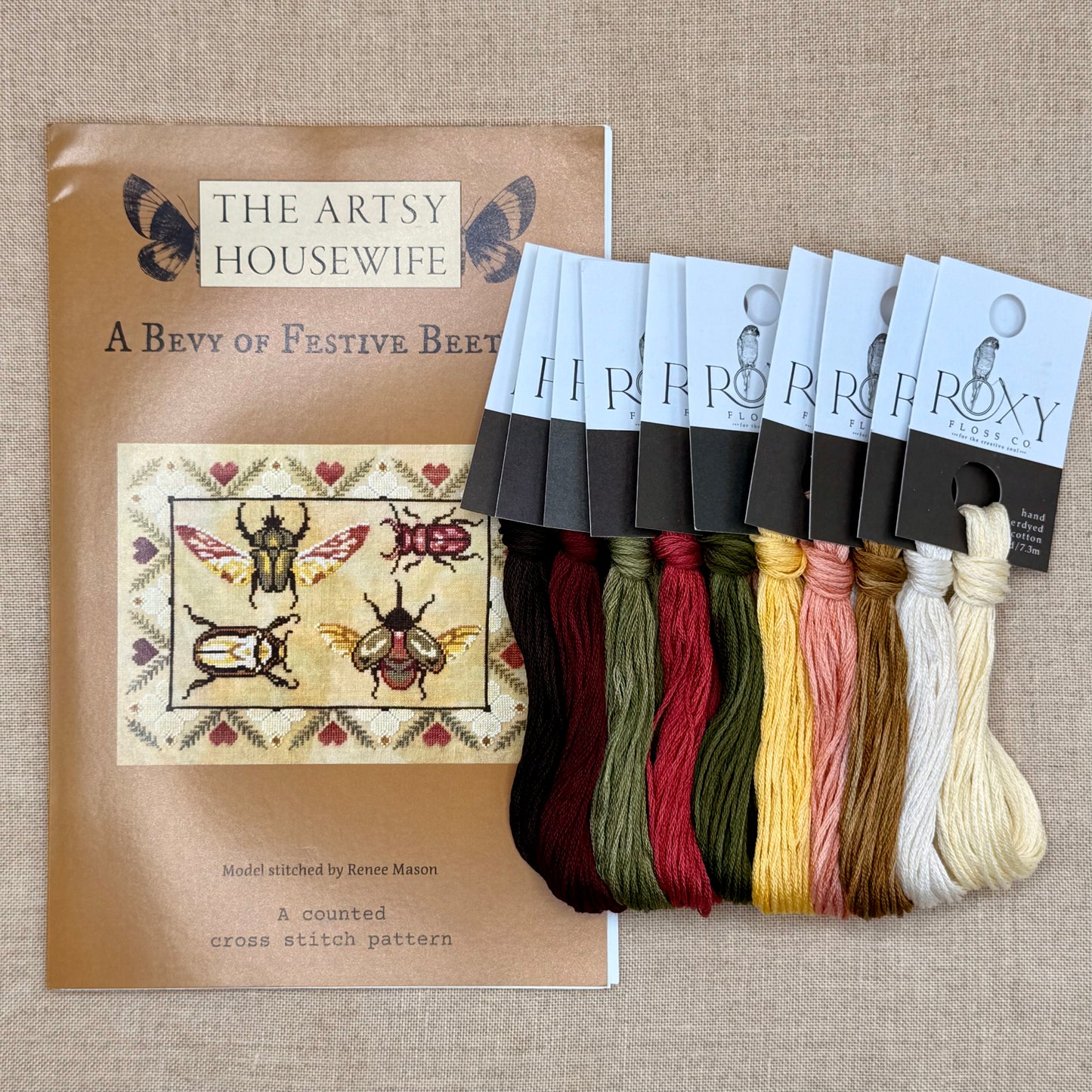 The Artsy Housewife - A Bevy of Festive Beetles - Chart and/or Roxy Floss Conversion