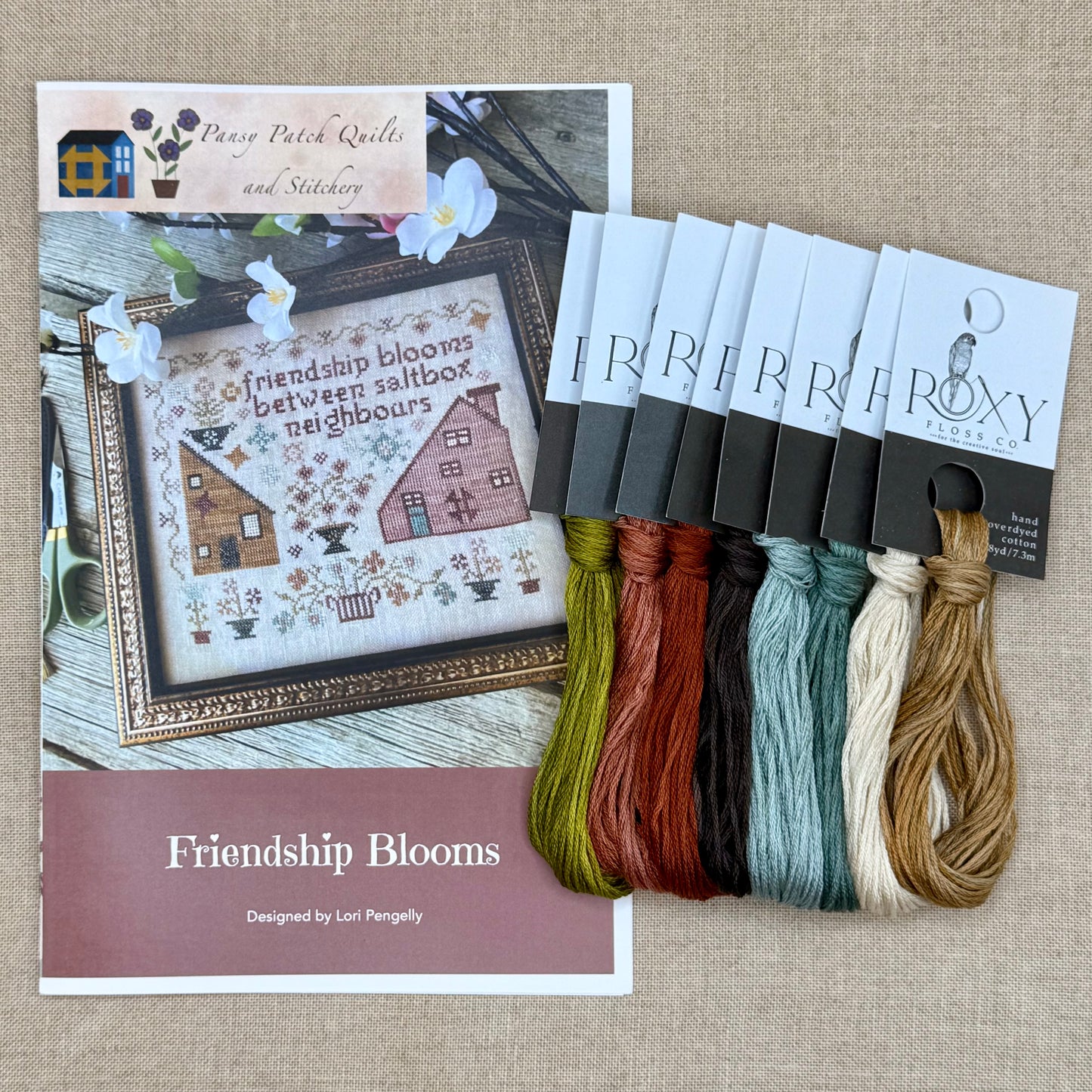 Pansy Patch Quilts and Stitchery - Friendship Blooms - Cross Stitch Chart and/or Roxy Floss Co Threads