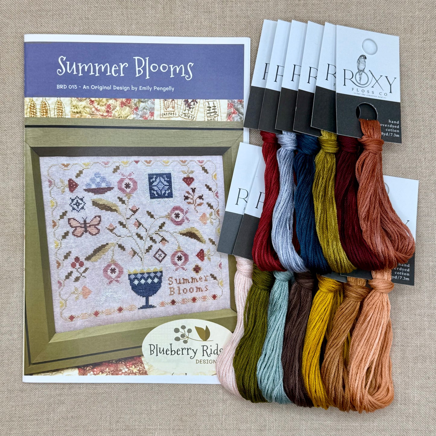 Blueberry Ridge Design - Summer Blooms - Cross Stitch Chart and/or Roxy Floss Co Threads