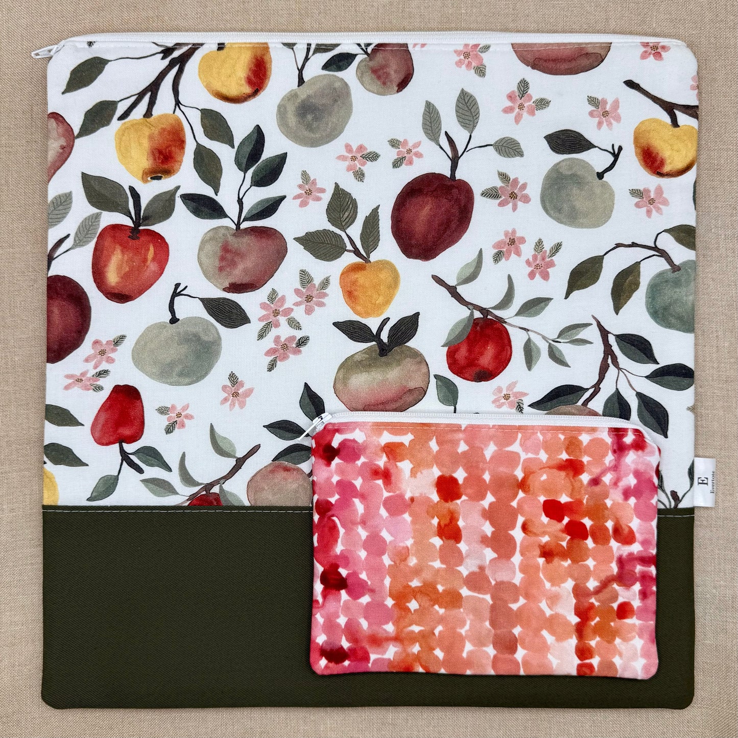 An Apple A Day - Project Bag with Coordinating Notions Pouch