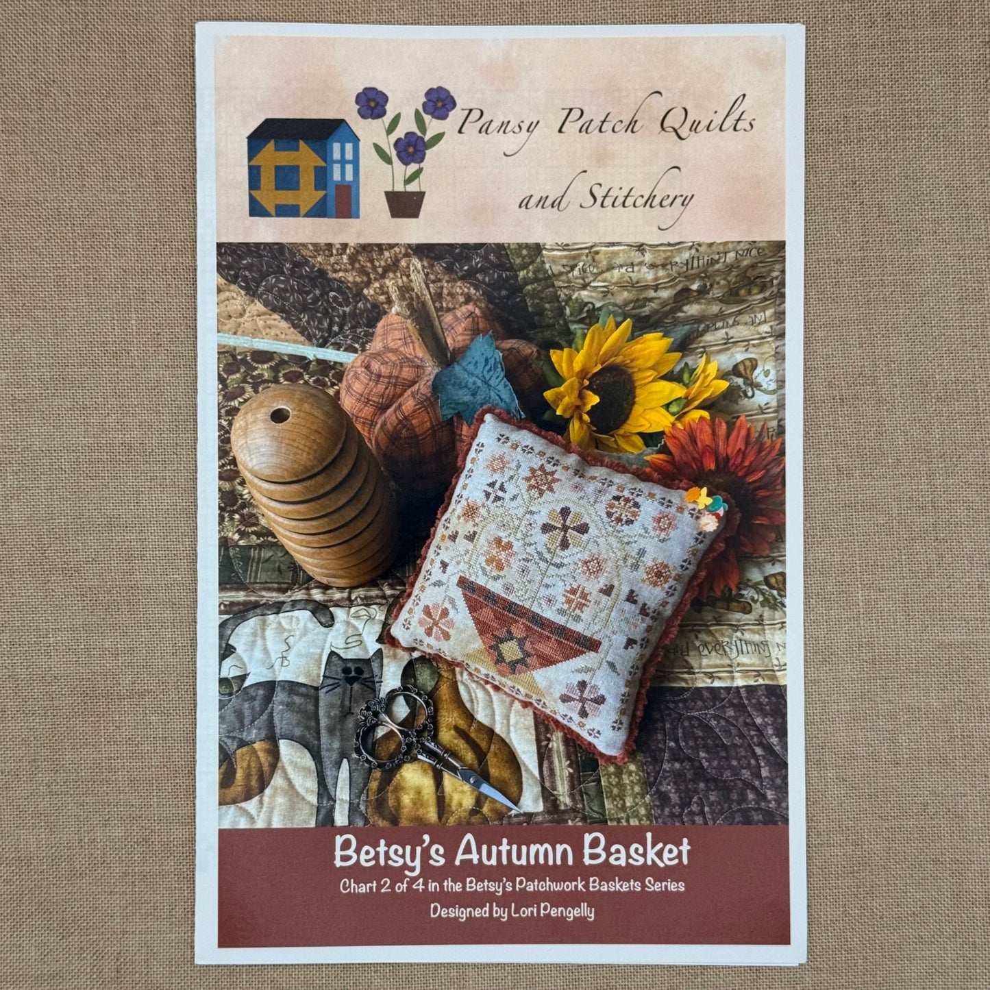 Pansy Patch Quilts and Stitchery - Betsy's Autumn Basket - Cross Stitch Chart and/or Roxy Floss Co Threads