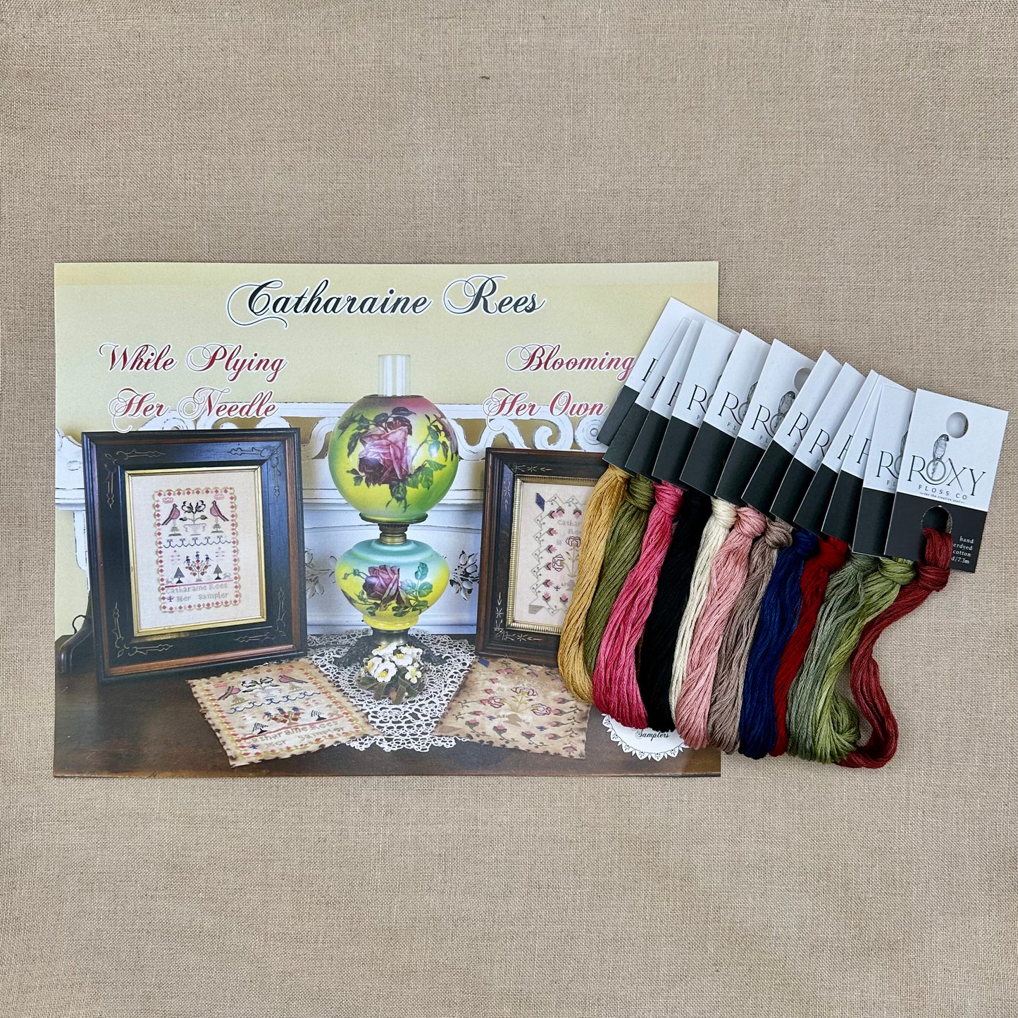 1897 Schoolhouse Samplers - Catharaine Rees: Blooming In Her Own Time & While Plying Her Needle - Physical Chart and/or Roxy Floss