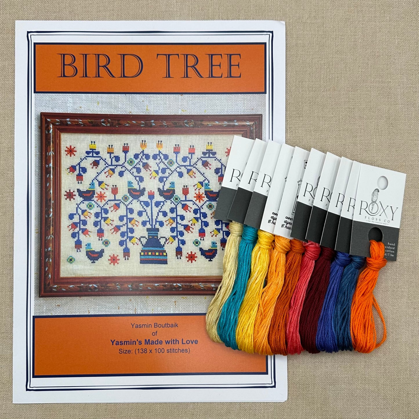 Yasmin's Made with Love - Bird Tree - Chart and/or Roxy Floss Pack