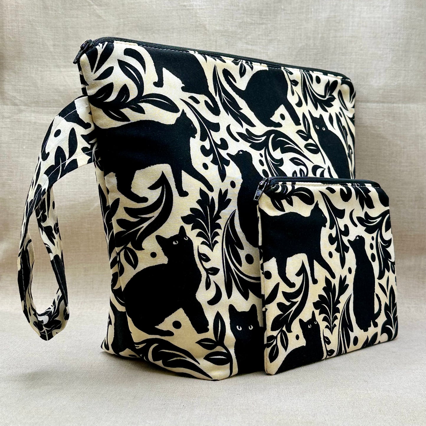 Cats Out of the Bag - Project Bag with Coordinating Notions Pouch