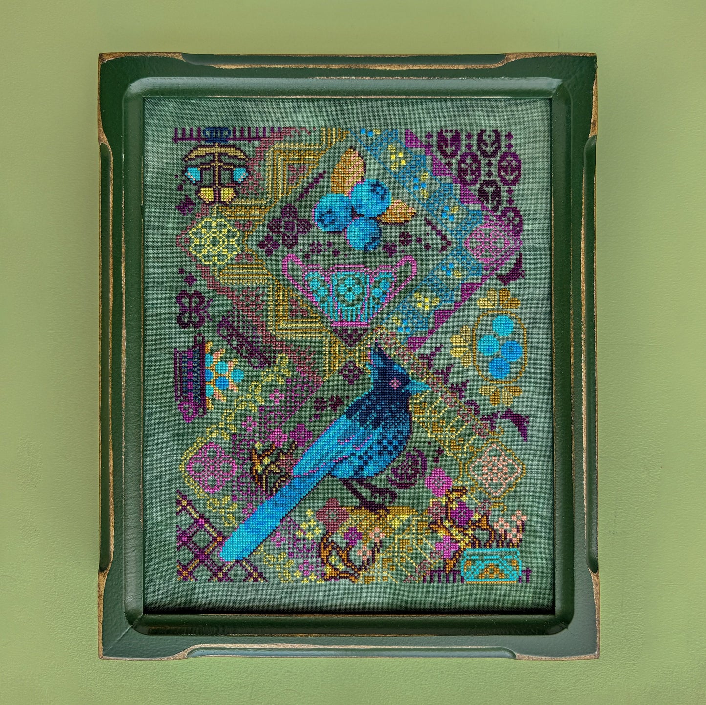 JEDxStitch - Blueberry Jay - Booklet Chart IH and/or Roxy Floss Co Floss