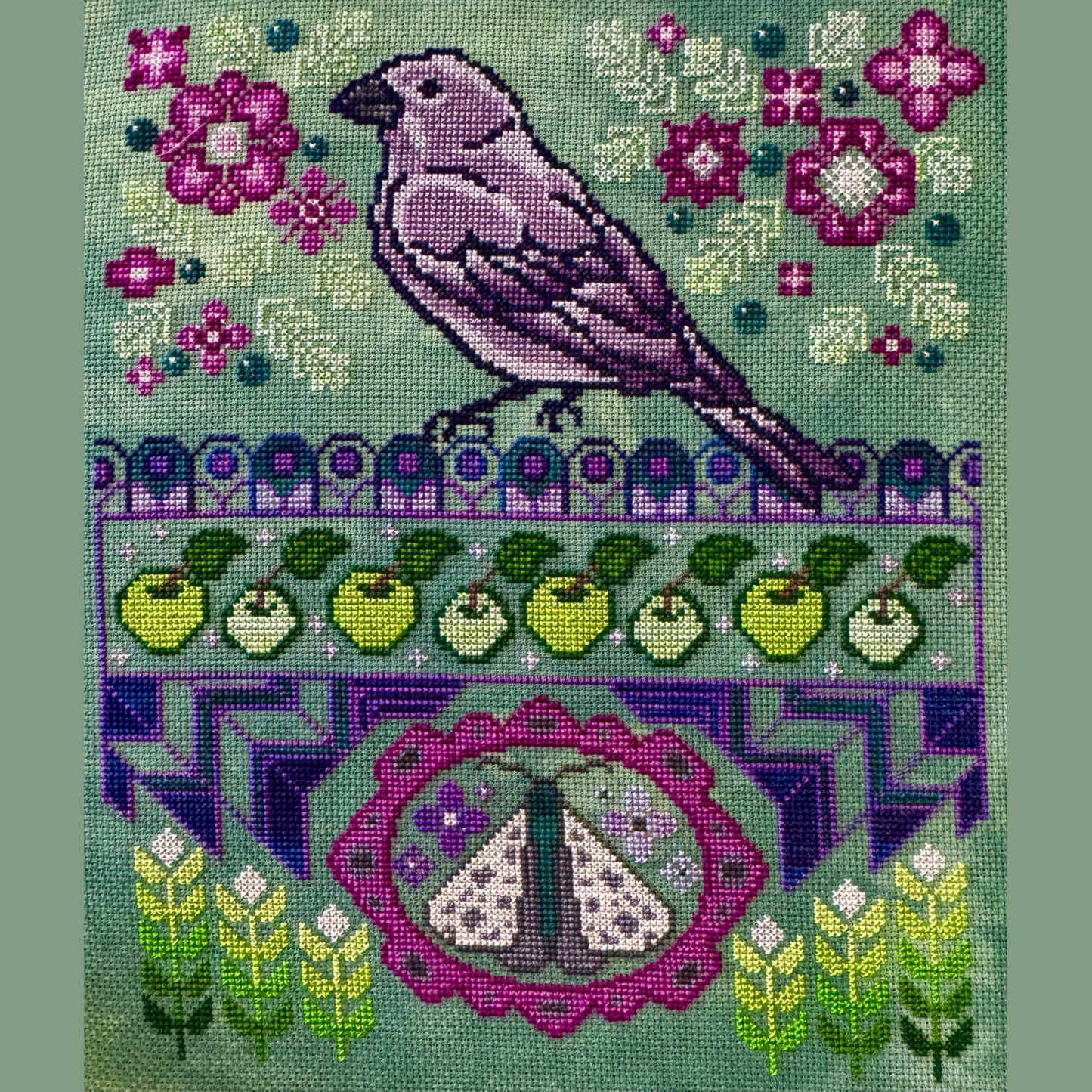 The Marigold Needle - Midsummer Finch - Booklet Chart IH and/or Roxy Floss Co Floss