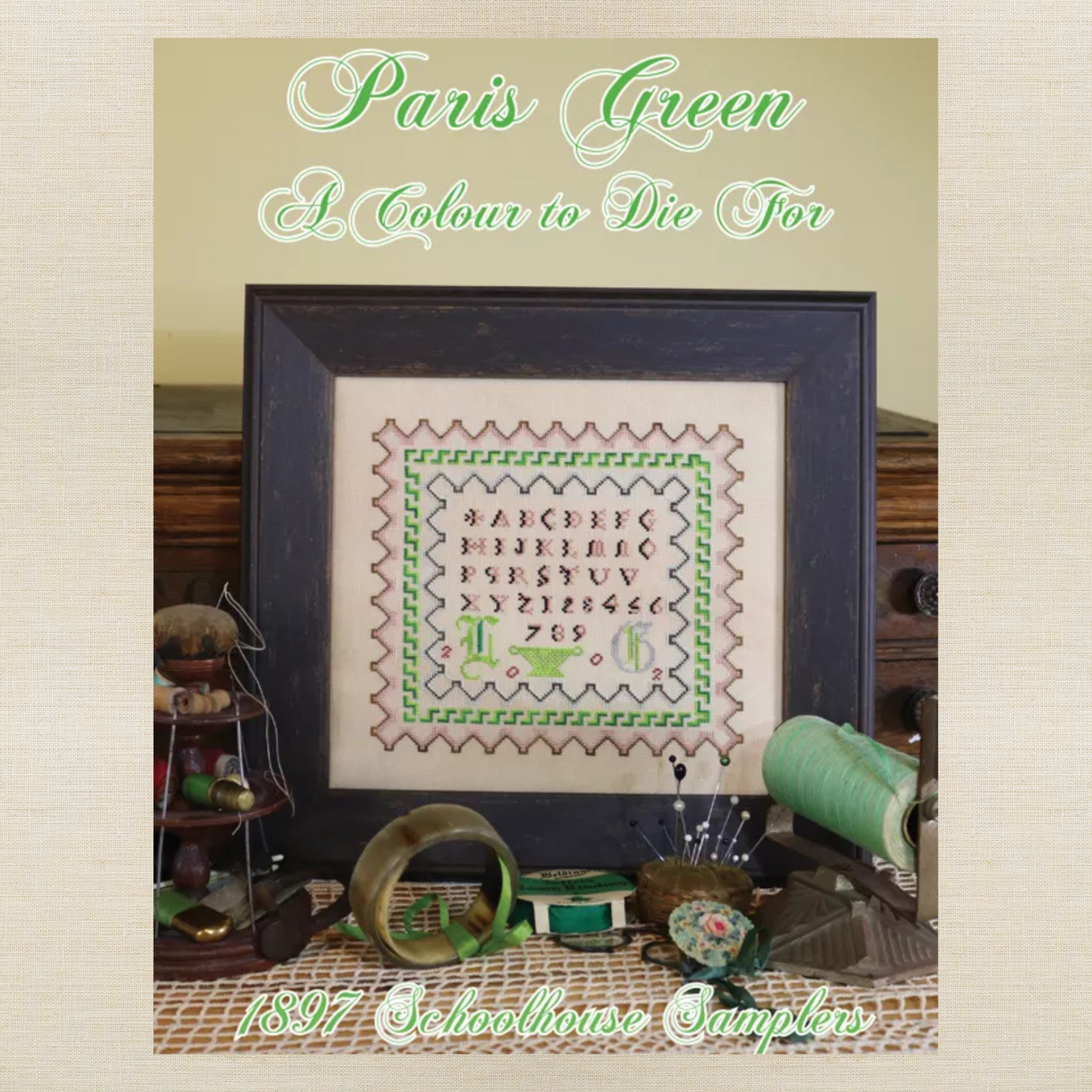 1897 Schoolhouse Samplers - Paris Green: A Colour to Die For - Physical Chart and/or Roxy Floss