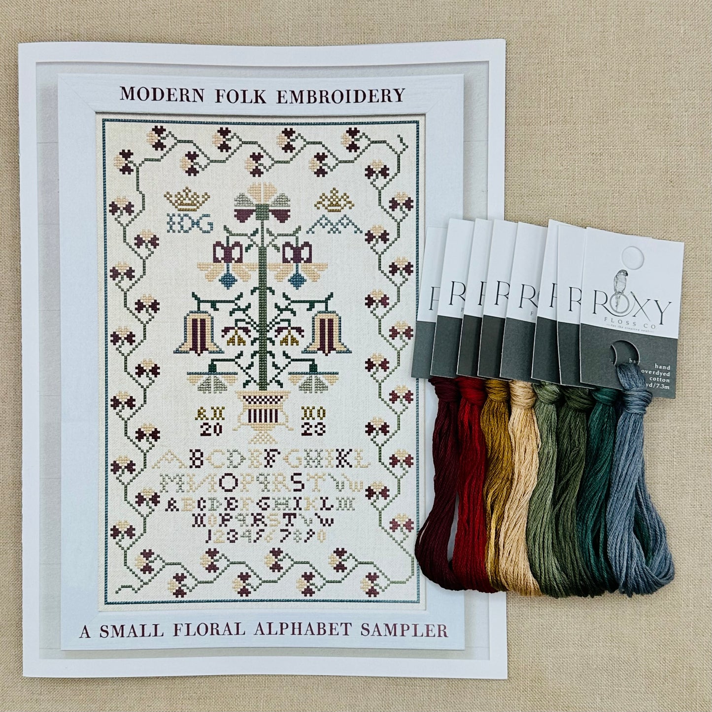 Modern Folk Embroidery - A Small Floral Alphabet Sampler - Booklet Chart