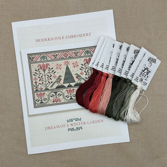 Modern Folk Embroidery - Dream of a Winter Garden - Booklet Chart with Roxy Floss Co Floss