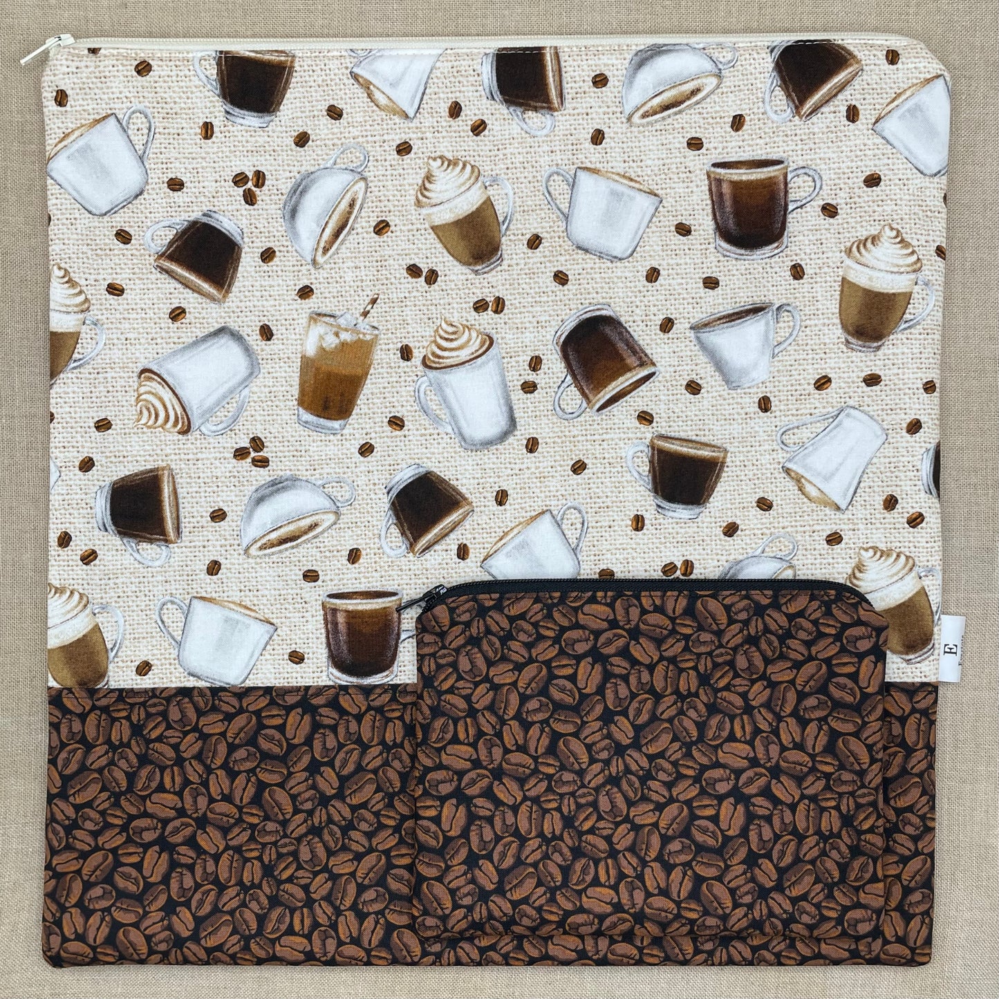 Light Roast - Project Bag with Coordinating Notions Pouch