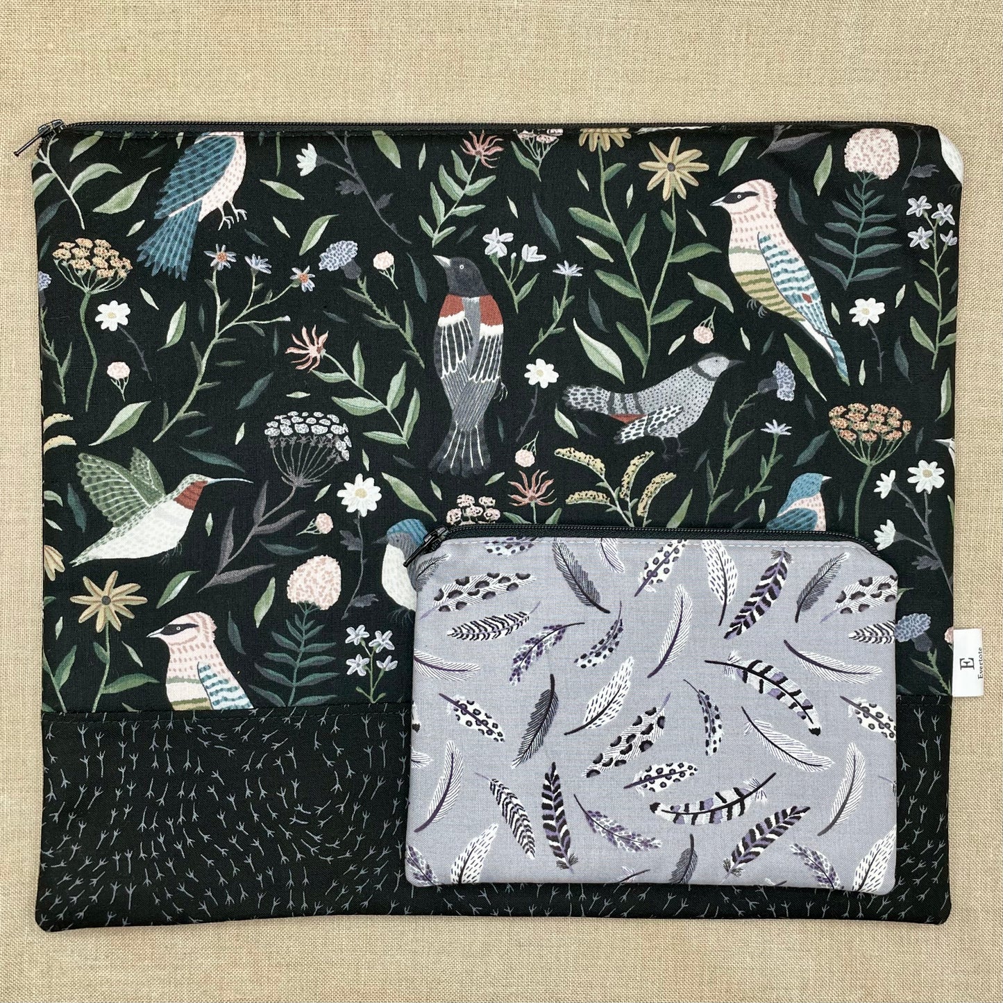 Quaint Rose Needlearts, Roxy Floss Co, and Evertote: Tweet Tweet Full Kit - with Black Project Bag Set, Booklet Chart, and Roxy Floss