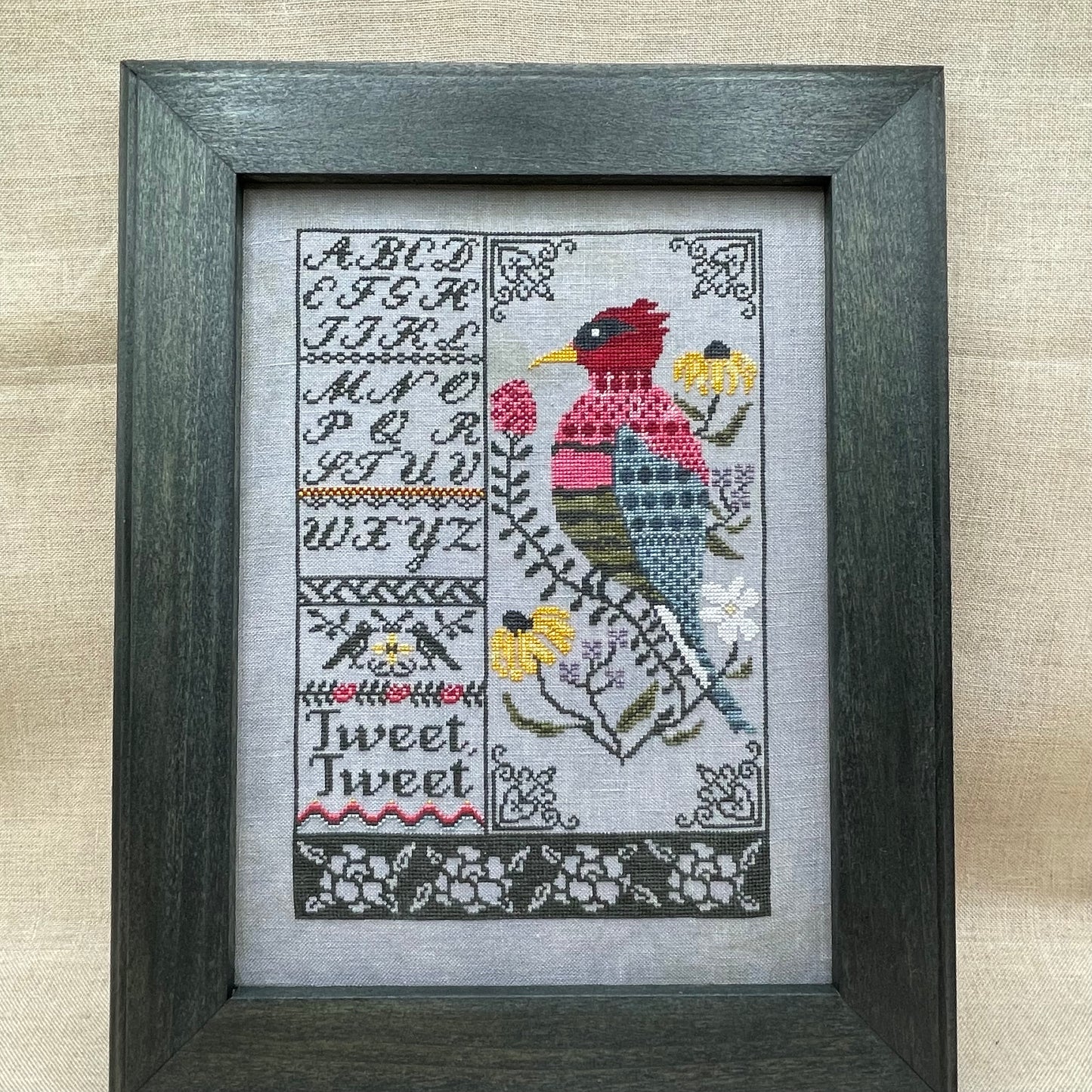 Quaint Rose Needlearts, Roxy Floss Co, and Evertote: Tweet Tweet Full Kit - with White Project Bag Set, Booklet Chart, and Roxy Floss