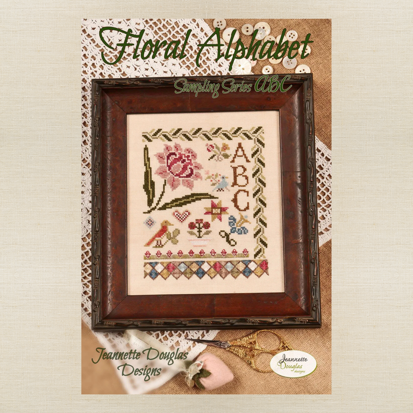 Jeannette Douglas Designs - Floral Alphabet Sampling Series: ABC - Booklet Chart