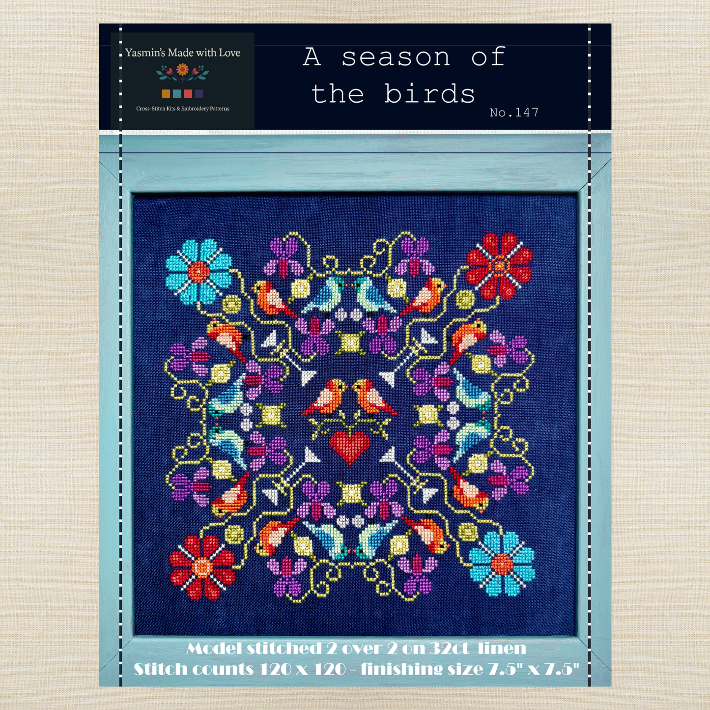 Yasmin's Made with Love - A Season of the Birds - Chart IH and/or Roxy Floss Conversion