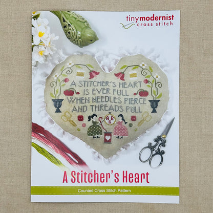 Tiny Modernist - A Stitcher's Heart - Chart and/or Roxy Floss Pack