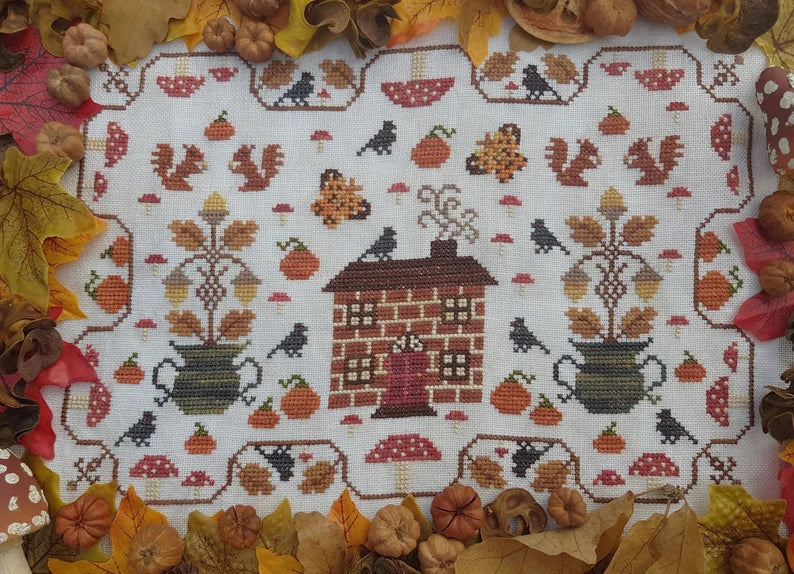 Crowsfeetstitching - Autumn House - Booklet Chart with Roxy Floss Co Conversion