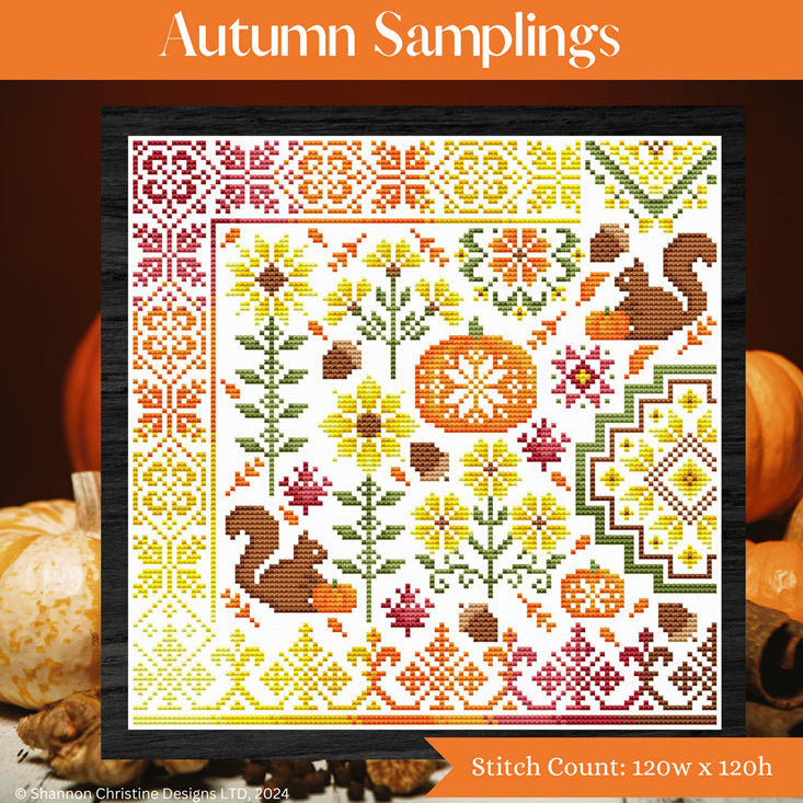 Shannon Christine Designs - Autumn Samplings - Chart IH and/or Roxy Floss