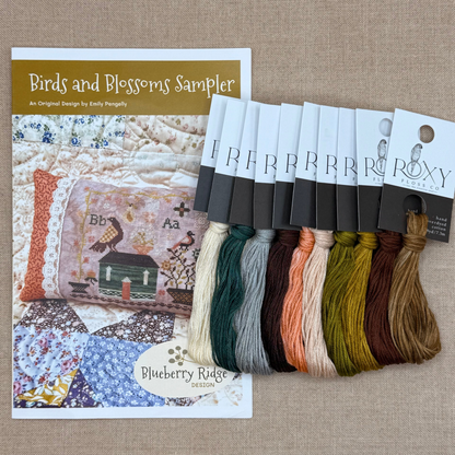 Blueberry Ridge Design - Birds and Blossoms Sampler - Cross Stitch Chart and/or Roxy Floss Co Threads