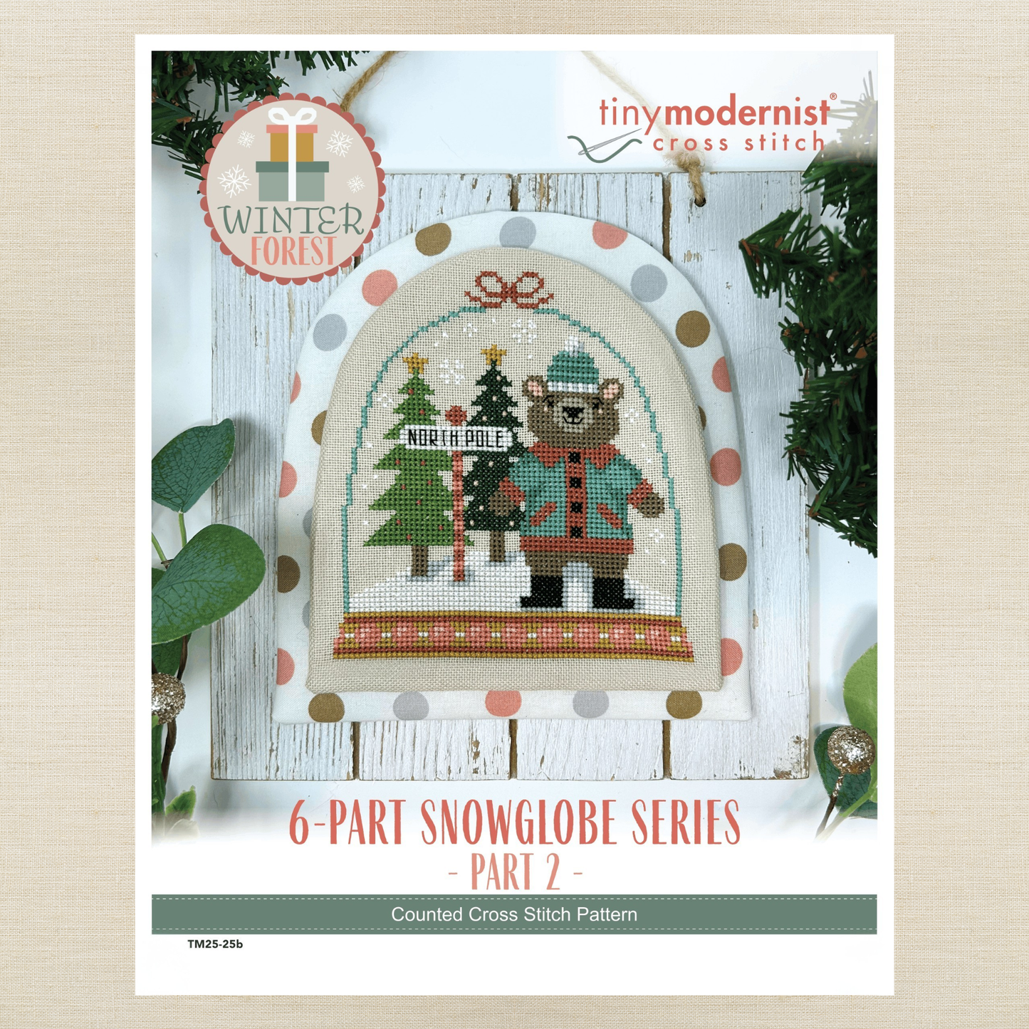 Tiny Modernist - Winter Snowglobe: Bear - Chart IH and/or Roxy Floss Conversion