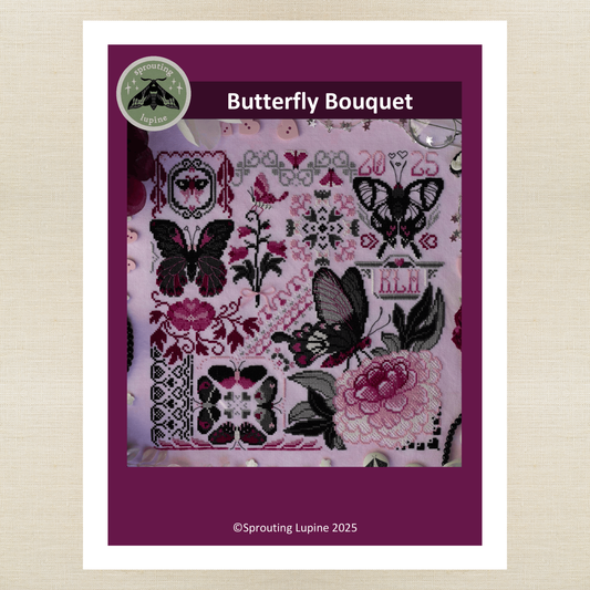 Sprouting Lupine - Butterfly Bouquet - Chart IH and/or Roxy Floss Conversion