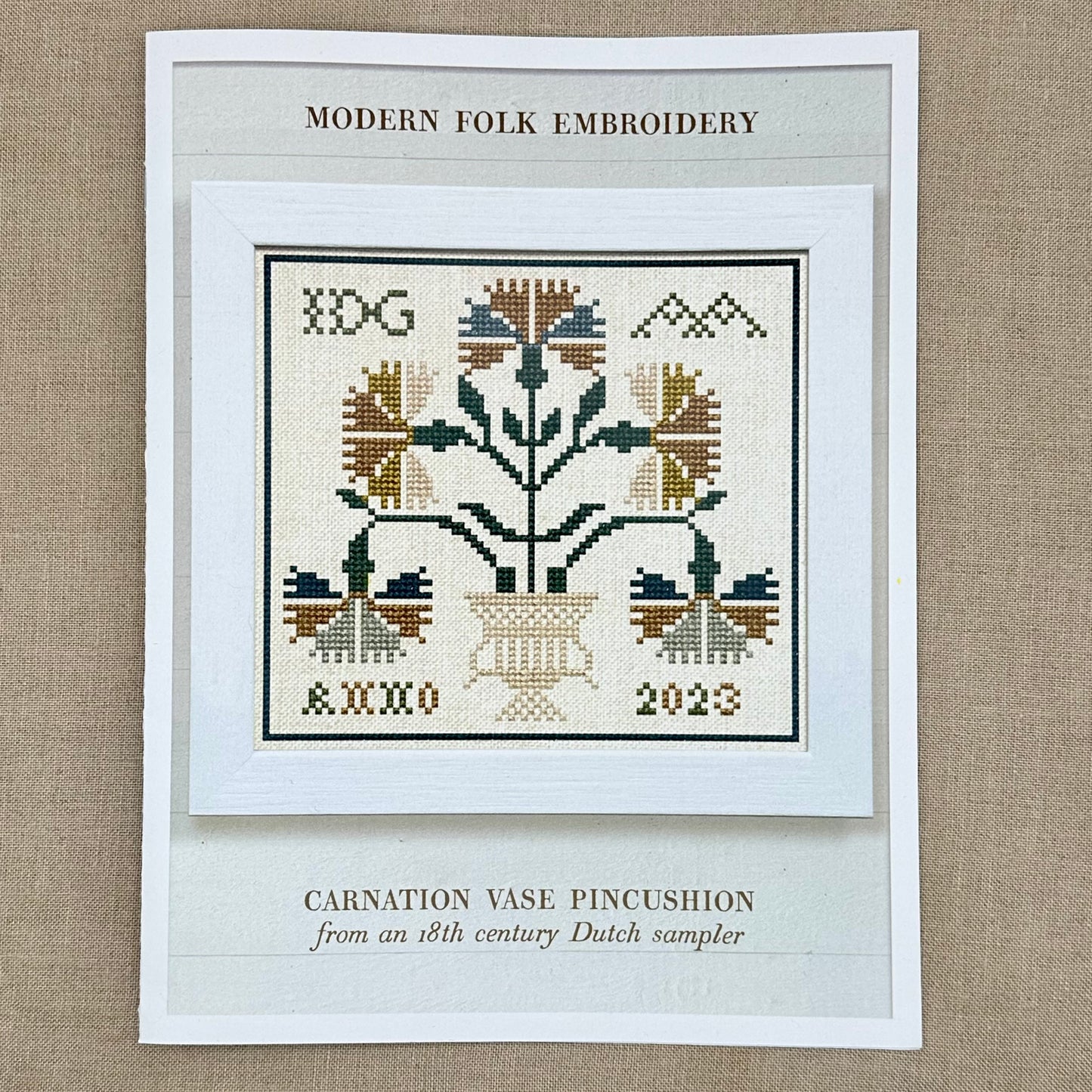 Modern Folk Embroidery -  Carnation Vase Pincushion - Booklet Chart