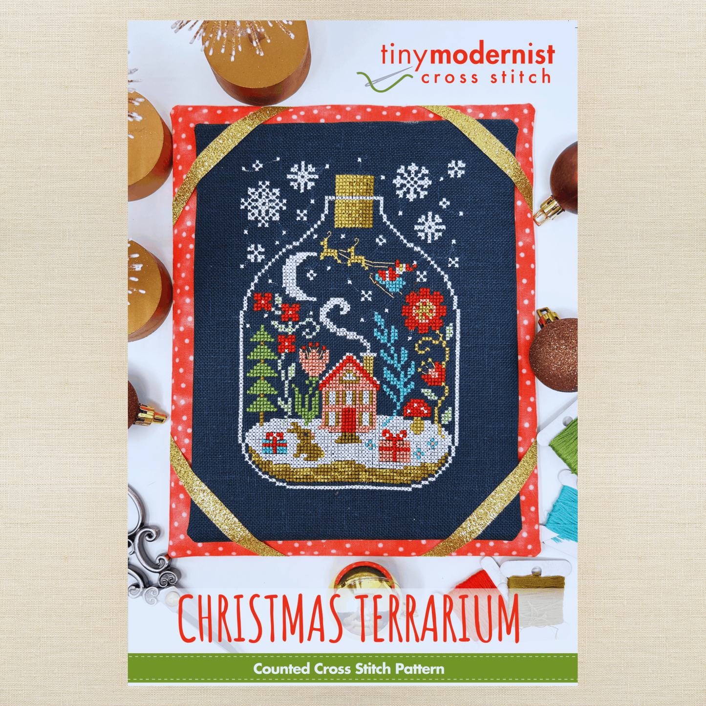 Tiny Modernist - Christmas Terrarium - Chart IH and/or Roxy Floss Conversion
