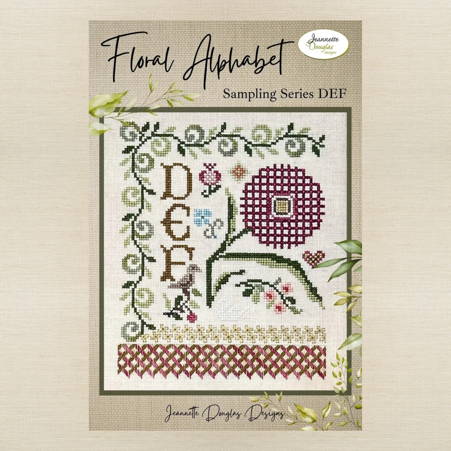 Jeannette Douglas Designs - Floral Alphabet Sampling Series: DEF - Booklet Chart