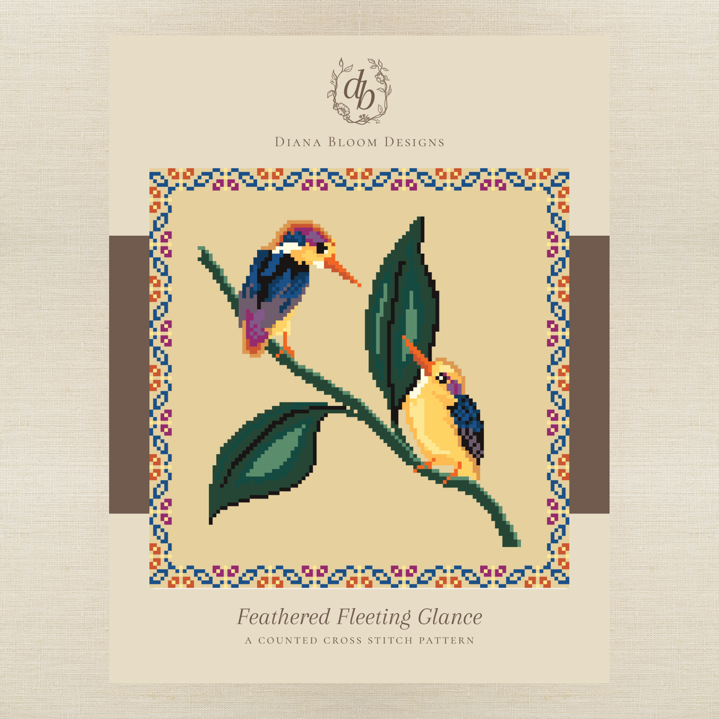 Diana Bloom Designs - Feathered Fleeting Glance - Chart IH and/or Roxy Floss