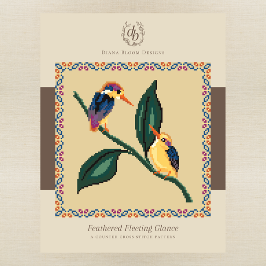 Diana Bloom Designs - Feathered Fleeting Glance - Chart IH and/or Roxy Floss