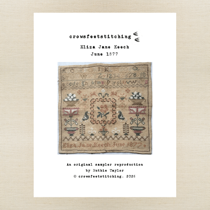 Crowsfeetstitching - Eliza Jane Keech, 1877 - Booklet Chart IH and/or Roxy Floss Pack