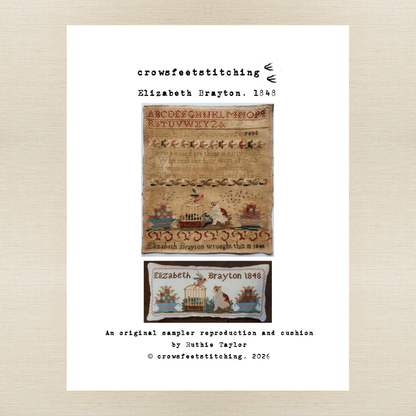 Crowsfeetstitching - Elizabeth Brayton, 1848 - Booklet Chart IH and/or Roxy Floss Pack