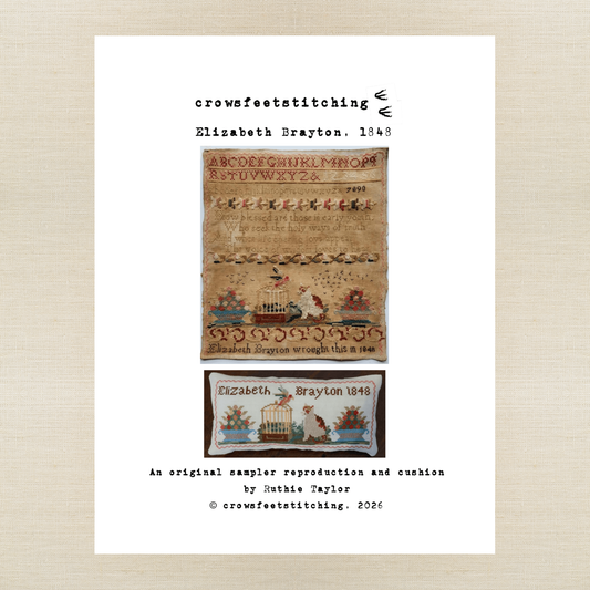 Crowsfeetstitching - Elizabeth Brayton, 1848 - Booklet Chart IH and/or Roxy Floss Pack
